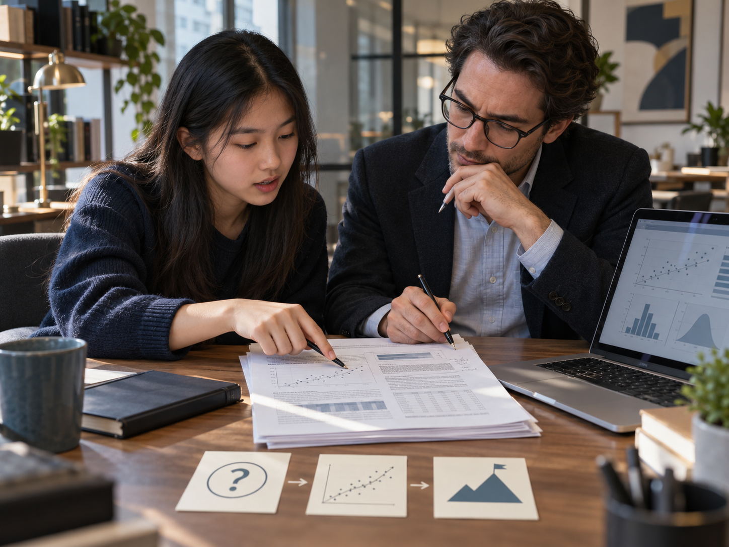 A professor mentor and student reviewing research data together